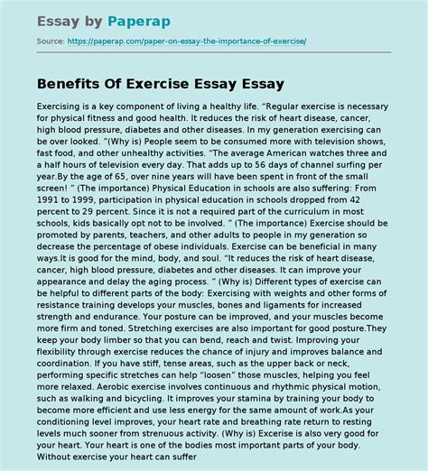 5 Paragraph Essay Benefits Of Exercise