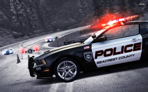 A Police Officer In Hot Pursuit Drives