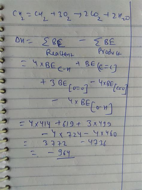 Calculate The Heat Of Combustion Of Ethene