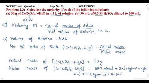 Calculate The Molarity Of Each Of The Following Solutions