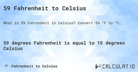 Convert 59 Degrees Fahrenheit To Celsius