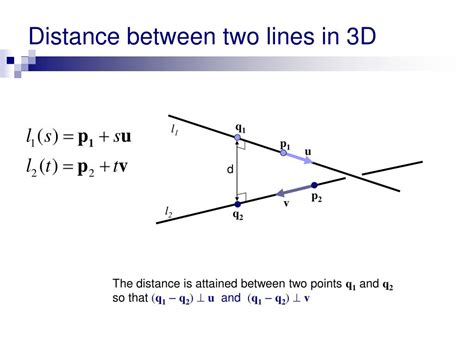 Distance Between 2 Lines In 3d