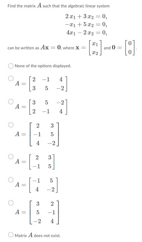 Find The Matrix A Such That