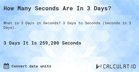 How Many Seconds Are In 3 Days