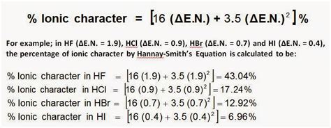 How To Calculate Percentage Of Ionic Character