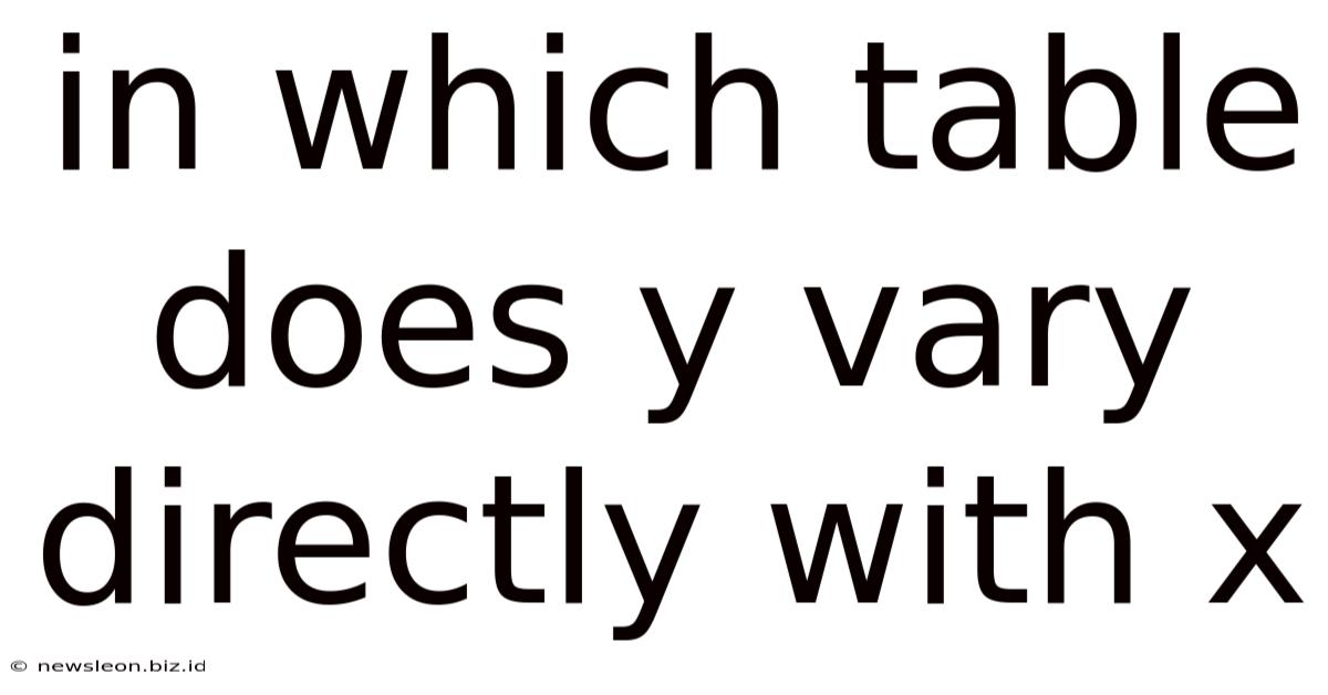 In Which Table Does Y Vary Directly With X