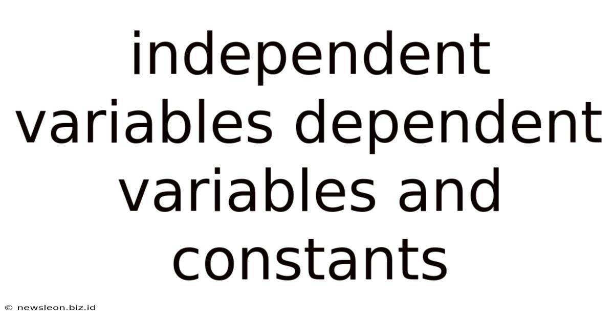 Independent Variables Dependent Variables And Constants