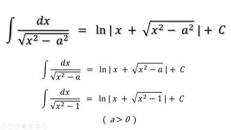 Integral Of 1 Sqrt X 2 A 2