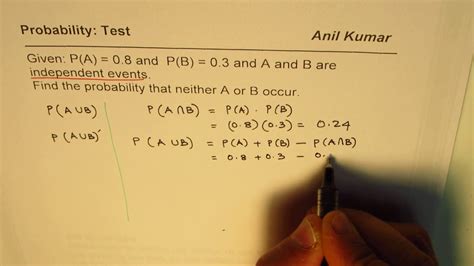 Probability Of Neither A Nor B