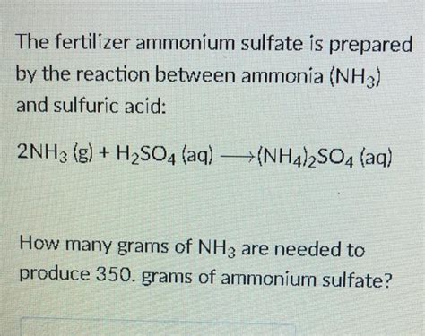 Reaction Of Ammonia With Sulphuric Acid