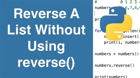 Reverse List Python Without Inbuilt Function