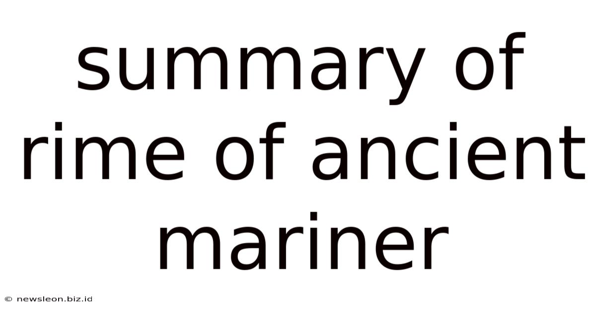 Summary Of Rime Of Ancient Mariner