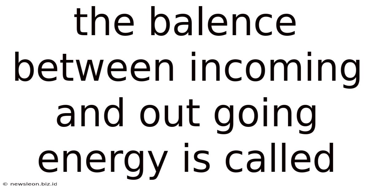 The Balence Between Incoming And Out Going Energy Is Called