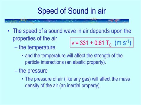 The Speed Of Sound Wave In Air Depends On