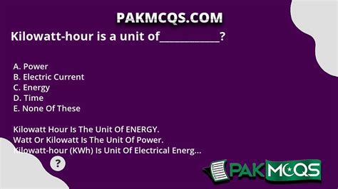 The Unit Kilowatt-hour Is A Unit Of