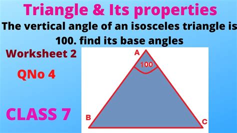 The Vertical Angle Of An Isosceles Triangle Is 100 Degree