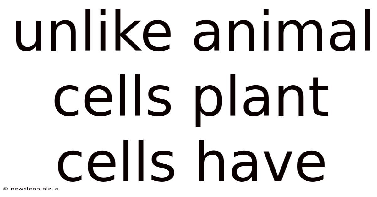 Unlike Animal Cells Plant Cells Have