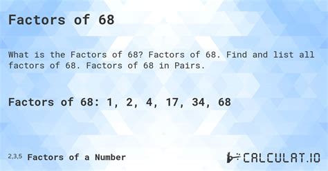 What Are The Factors Of 68