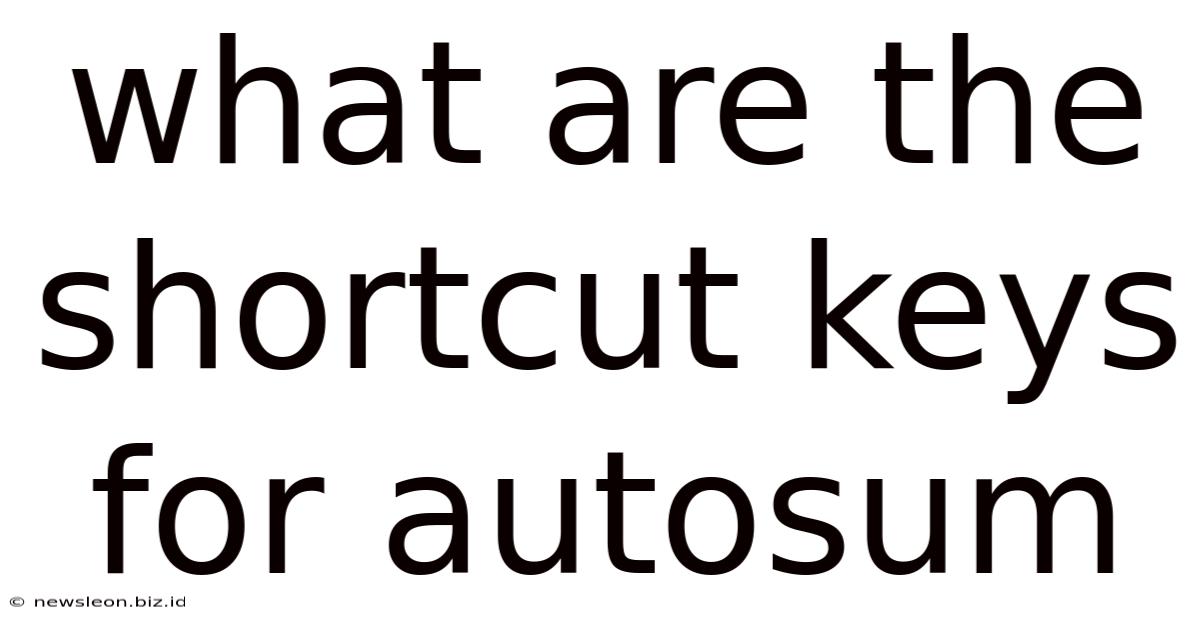 What Are The Shortcut Keys For Autosum