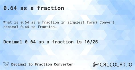 What Is 64 As A Fraction