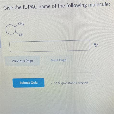 What Is The Iupac Name For The Following Molecule