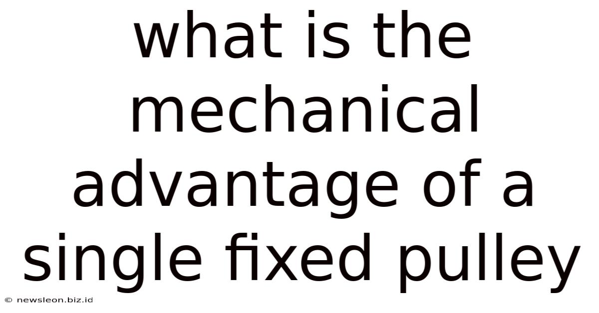 What Is The Mechanical Advantage Of A Single Fixed Pulley