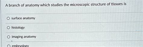 Which Branch Of Microscopic Anatomy Is The Study Of Tissues