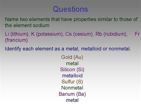 Which Element Has Chemical Properties Most Similar To Sodium