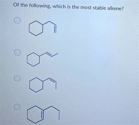 Which Of The Following Alkenes Is The Most Stable