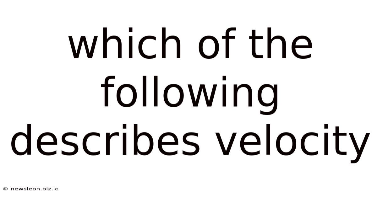 Which Of The Following Describes Velocity