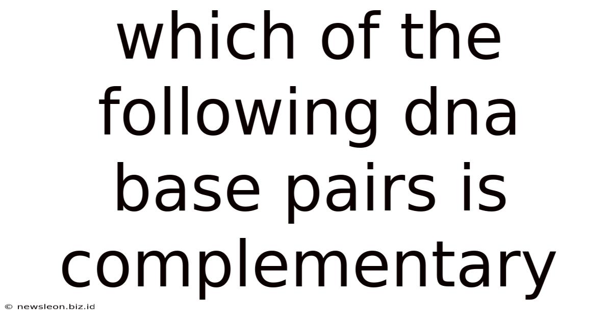 Which Of The Following Dna Base Pairs Is Complementary