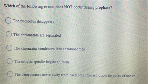 Which Of The Following Events Does Not Occur During Prophase