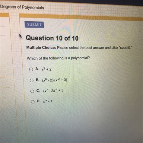 Which Of The Following Is A Polynomial