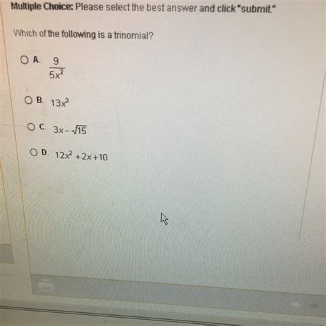 Which Of The Following Is A Trinomial