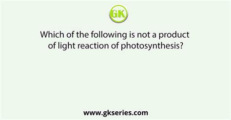 Which Of The Following Is Not Required For Photosynthesis