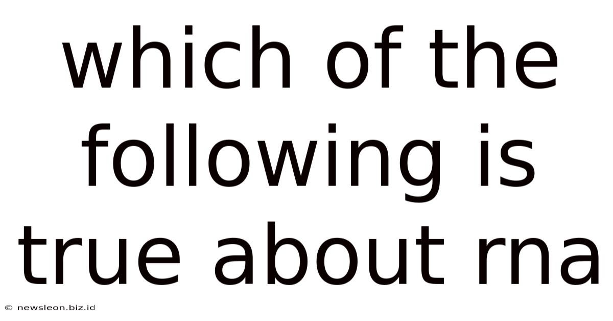 Which Of The Following Is True About Rna