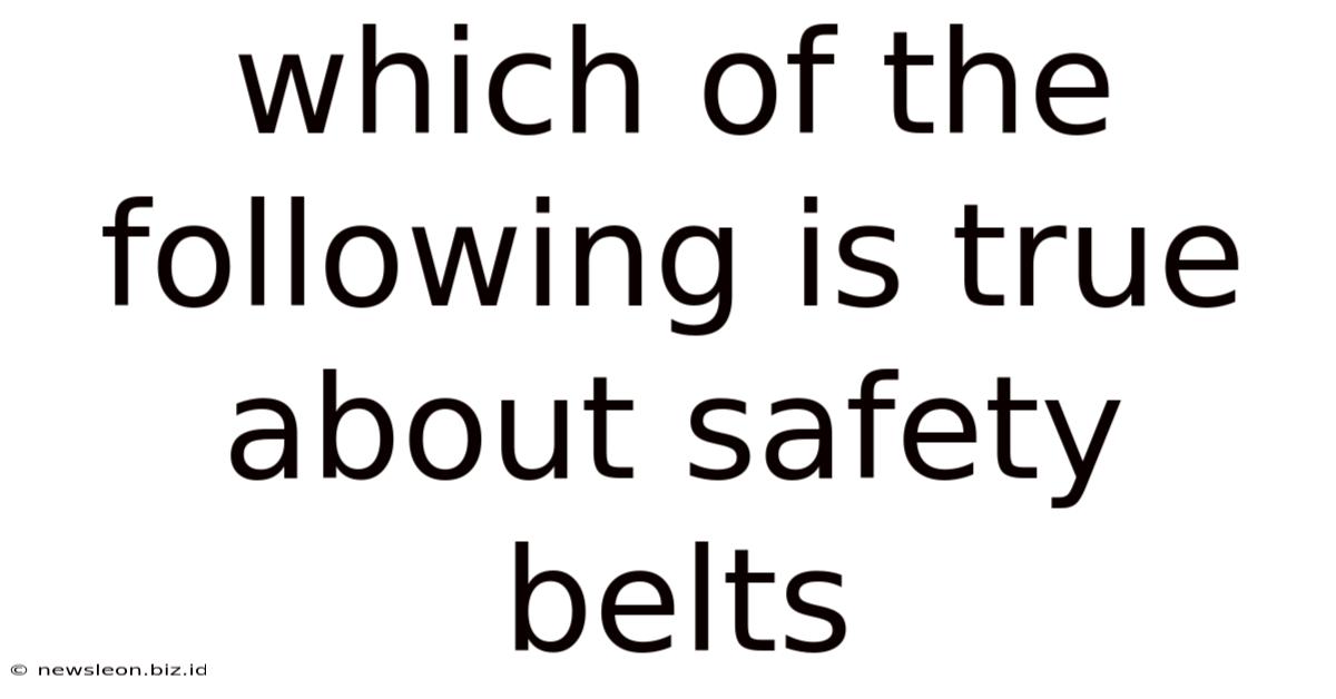 Which Of The Following Is True About Safety Belts