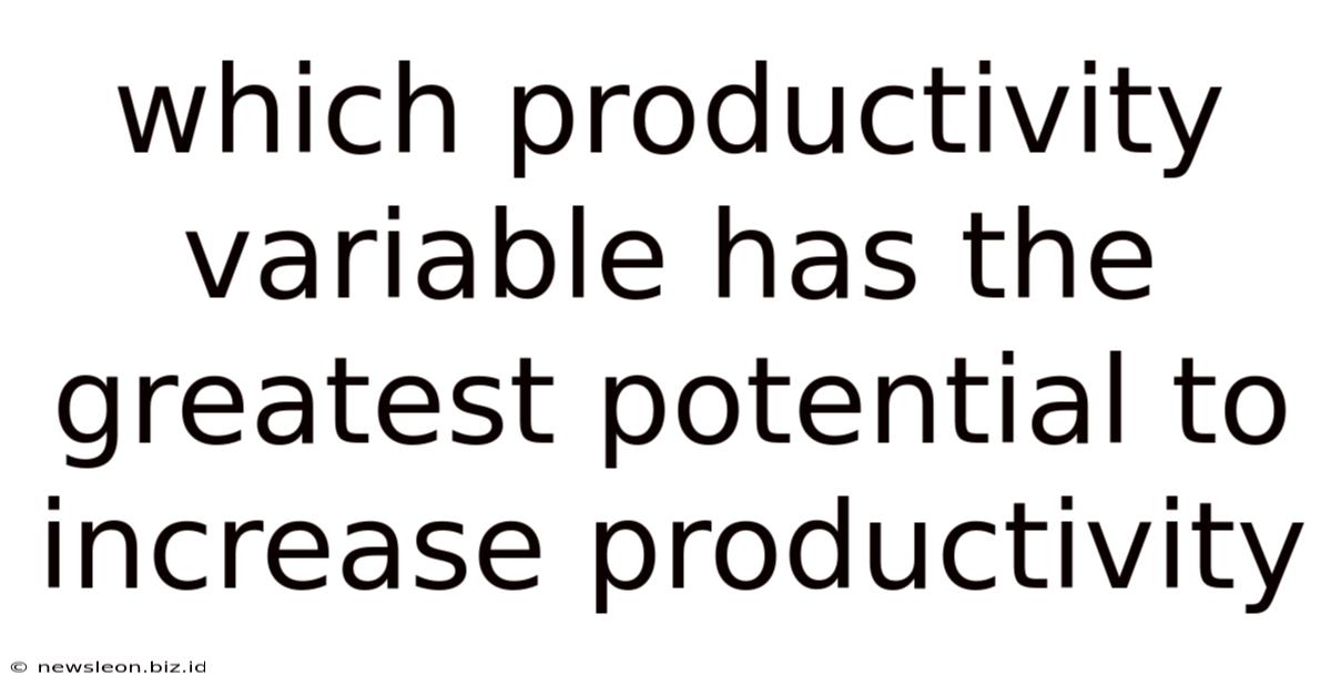 Which Productivity Variable Has The Greatest Potential To Increase Productivity