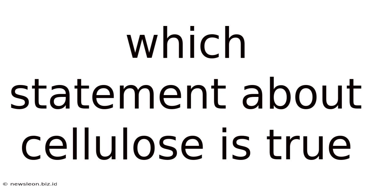 Which Statement About Cellulose Is True