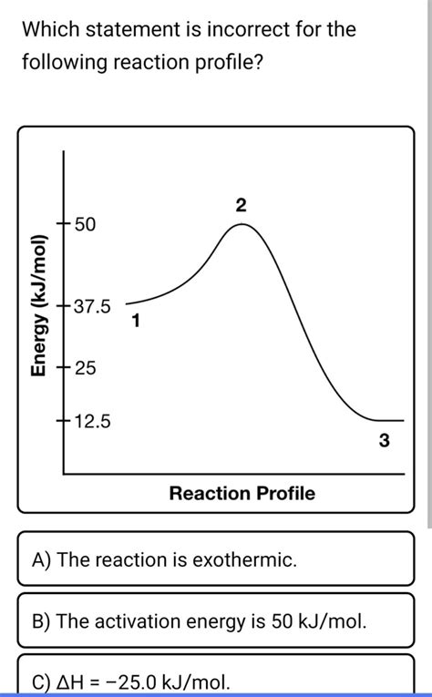 Which Statement Is Incorrect For The Following Reaction Profile